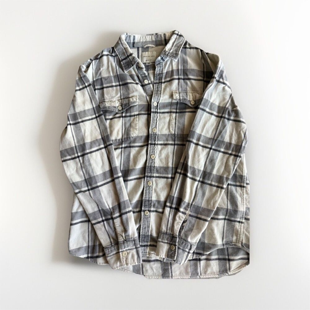 American Eagle Super Soft Plaid Button-Down Shirt - Men's L